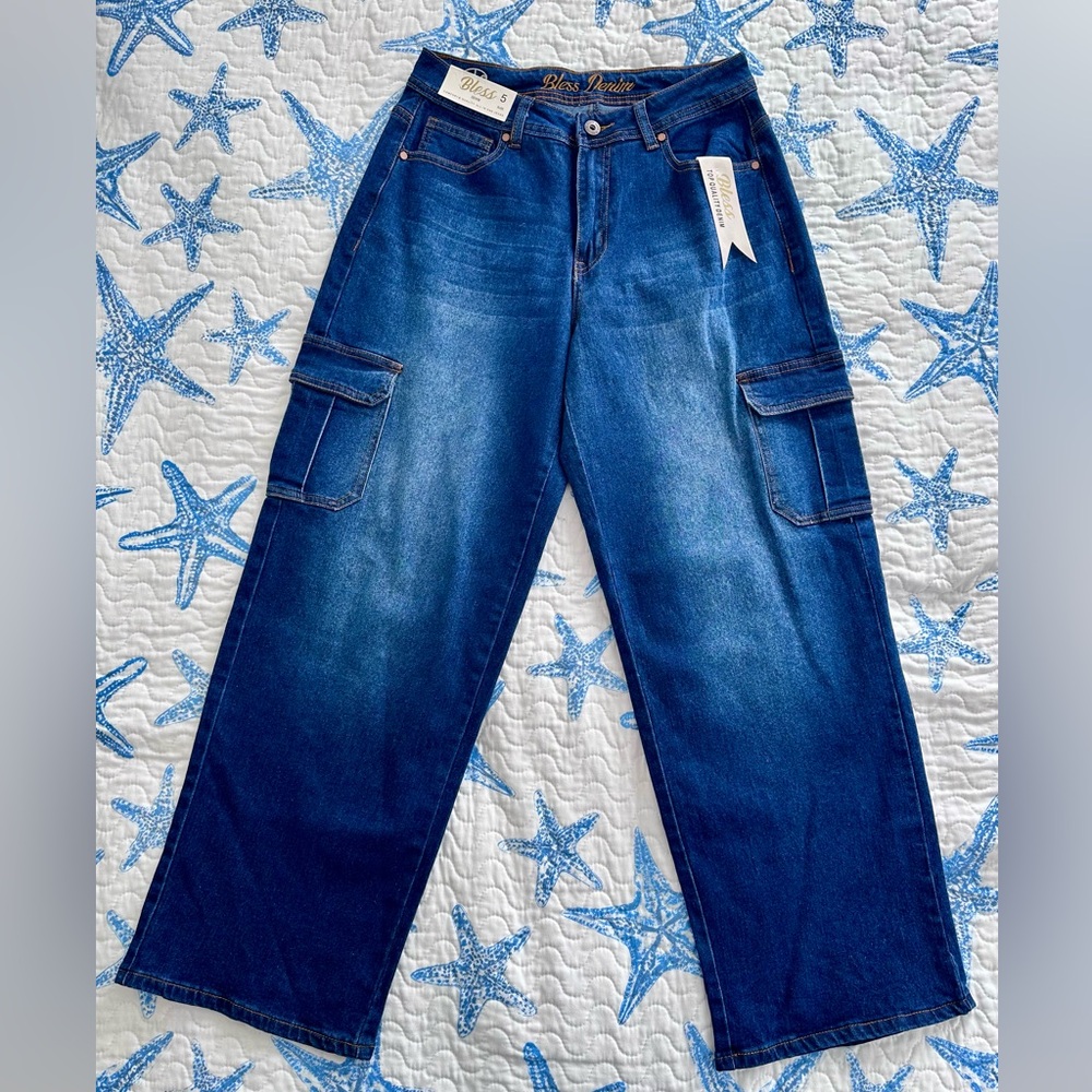 Bless Indigo Wide Leg Denim Jeans Size 5